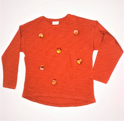 Pull fille manches longues a pompons