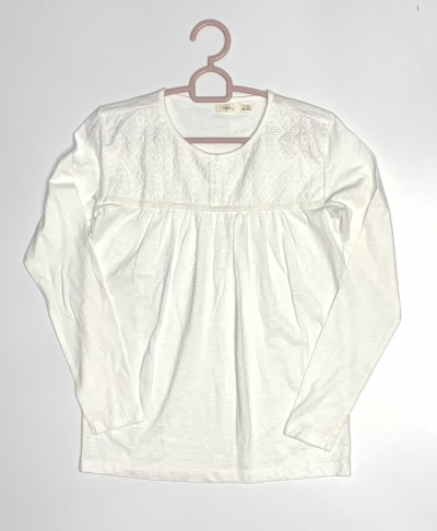 Pull fille manches longues a broderie